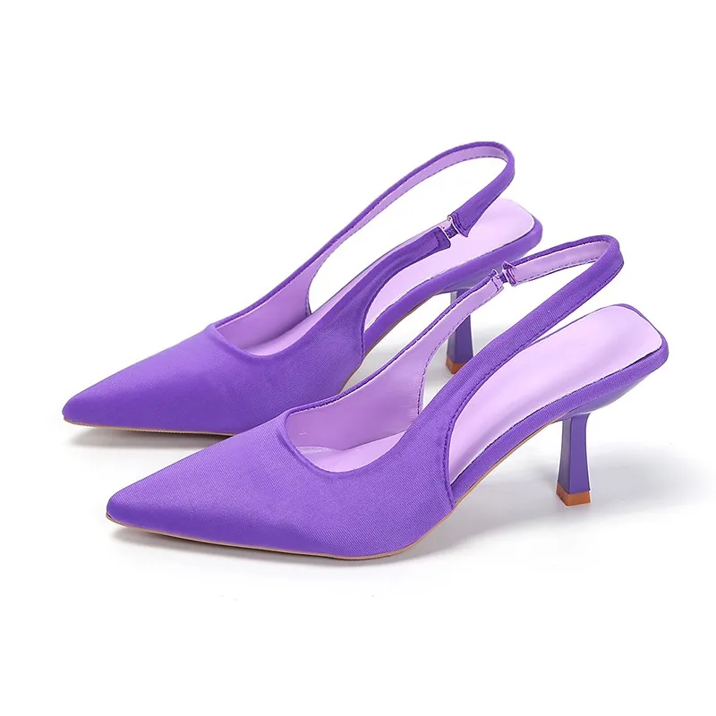 Sandali con tacco da donna estivi sandali con Slingback a punta rossa scarpe verde nero viola tacchi a spillo da donna per feste da ballo